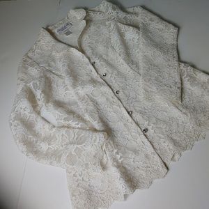 Jones New York Ivory lace Fitted jacket Scalloped Edging Sz 4